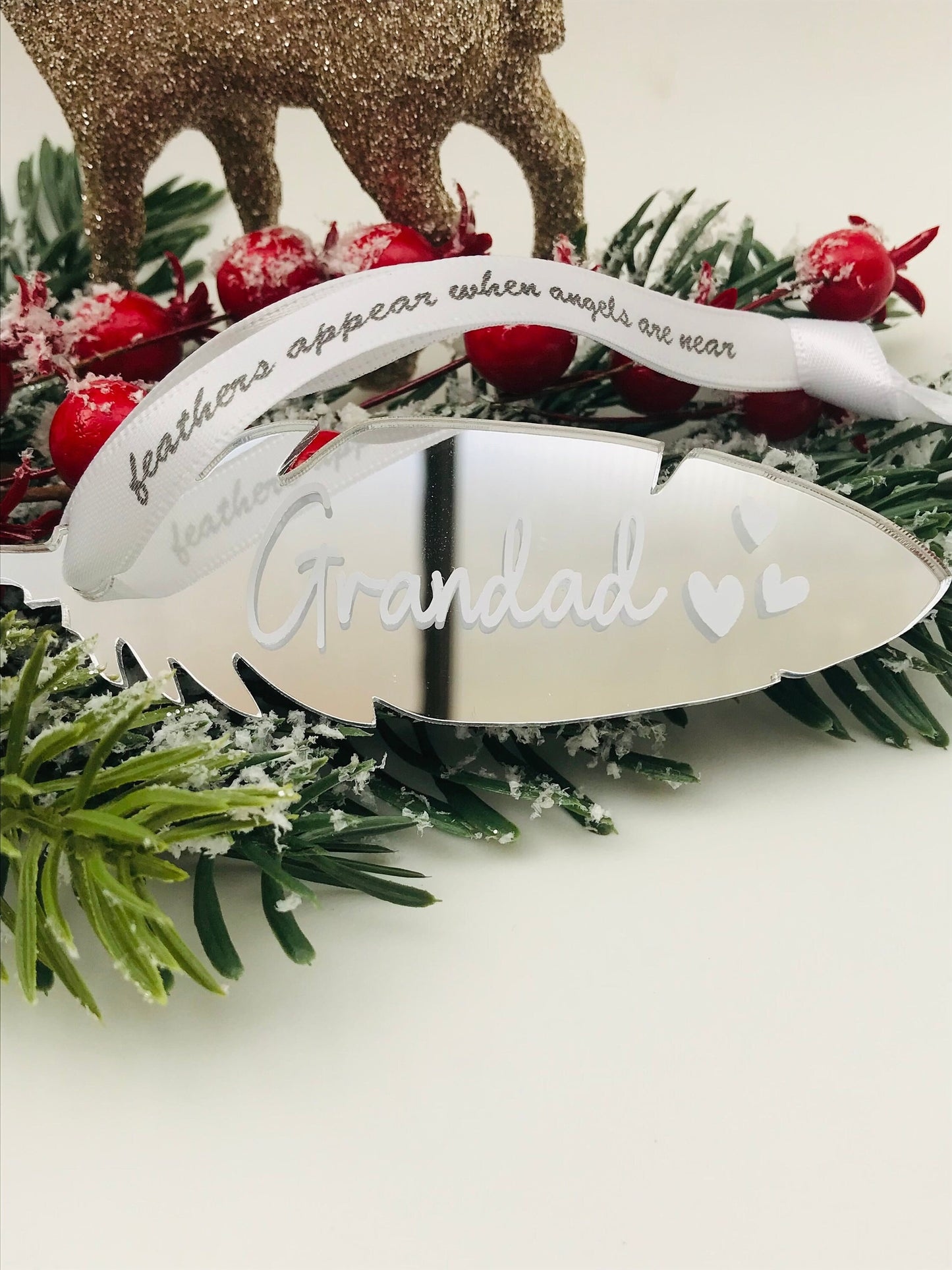 Personalised Christmas Memorial Feather Ornament