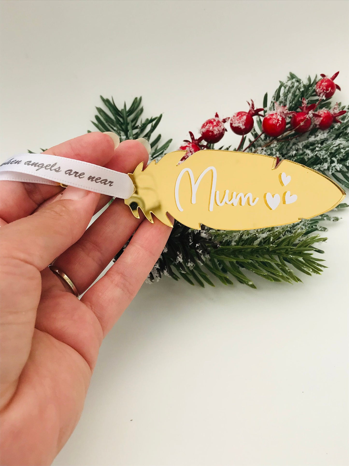 Personalised Christmas Memorial Feather Ornament
