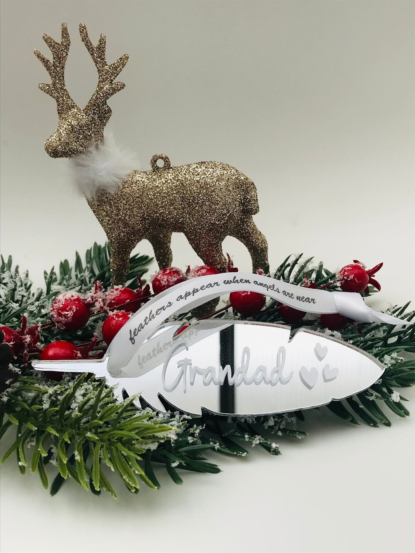 Personalised Christmas Memorial Feather Ornament