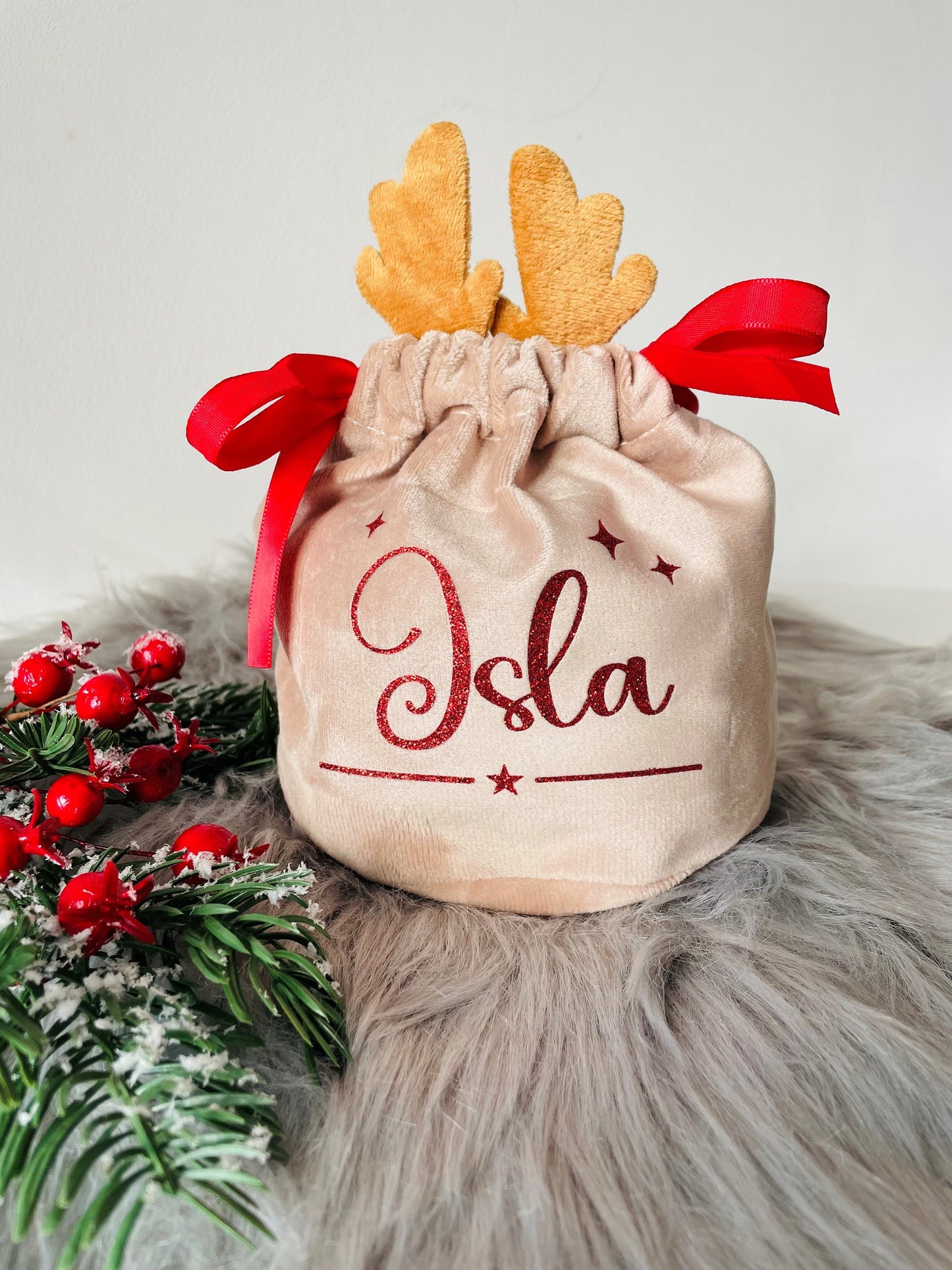 Personalised Christmas Reindeer Treat Bag