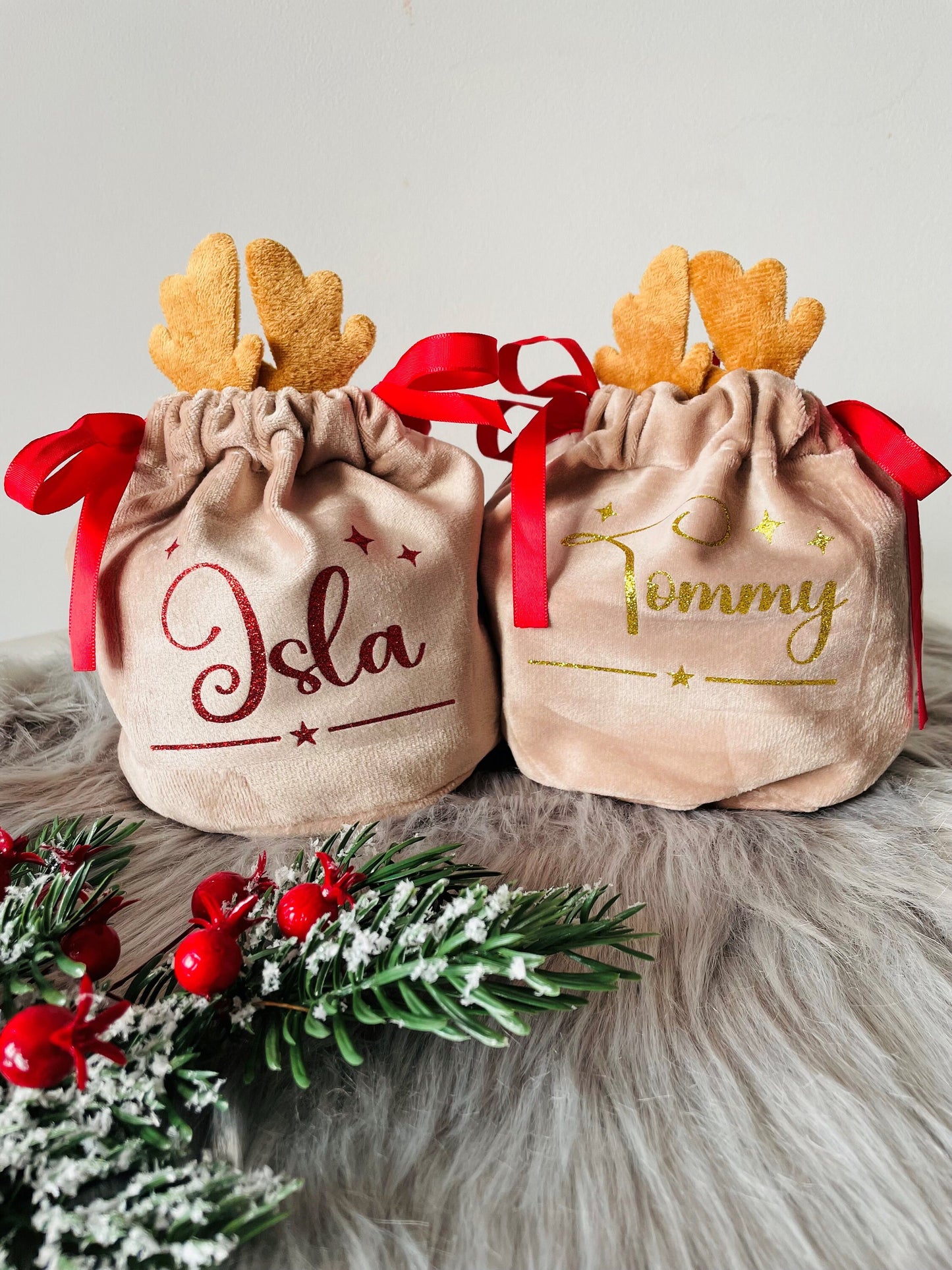 Personalised Christmas Reindeer Treat Bag