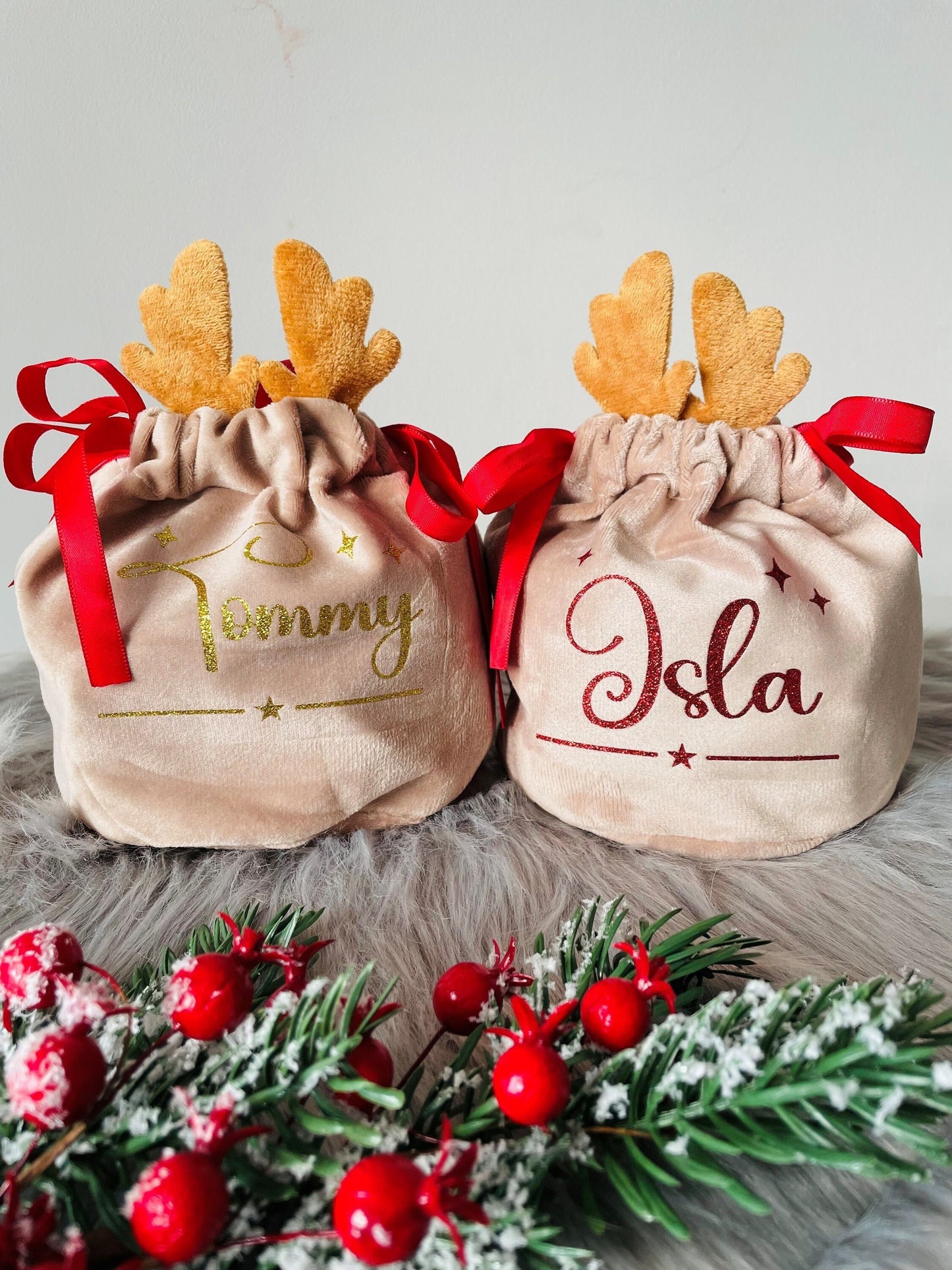 Personalised Christmas Reindeer Treat Bag