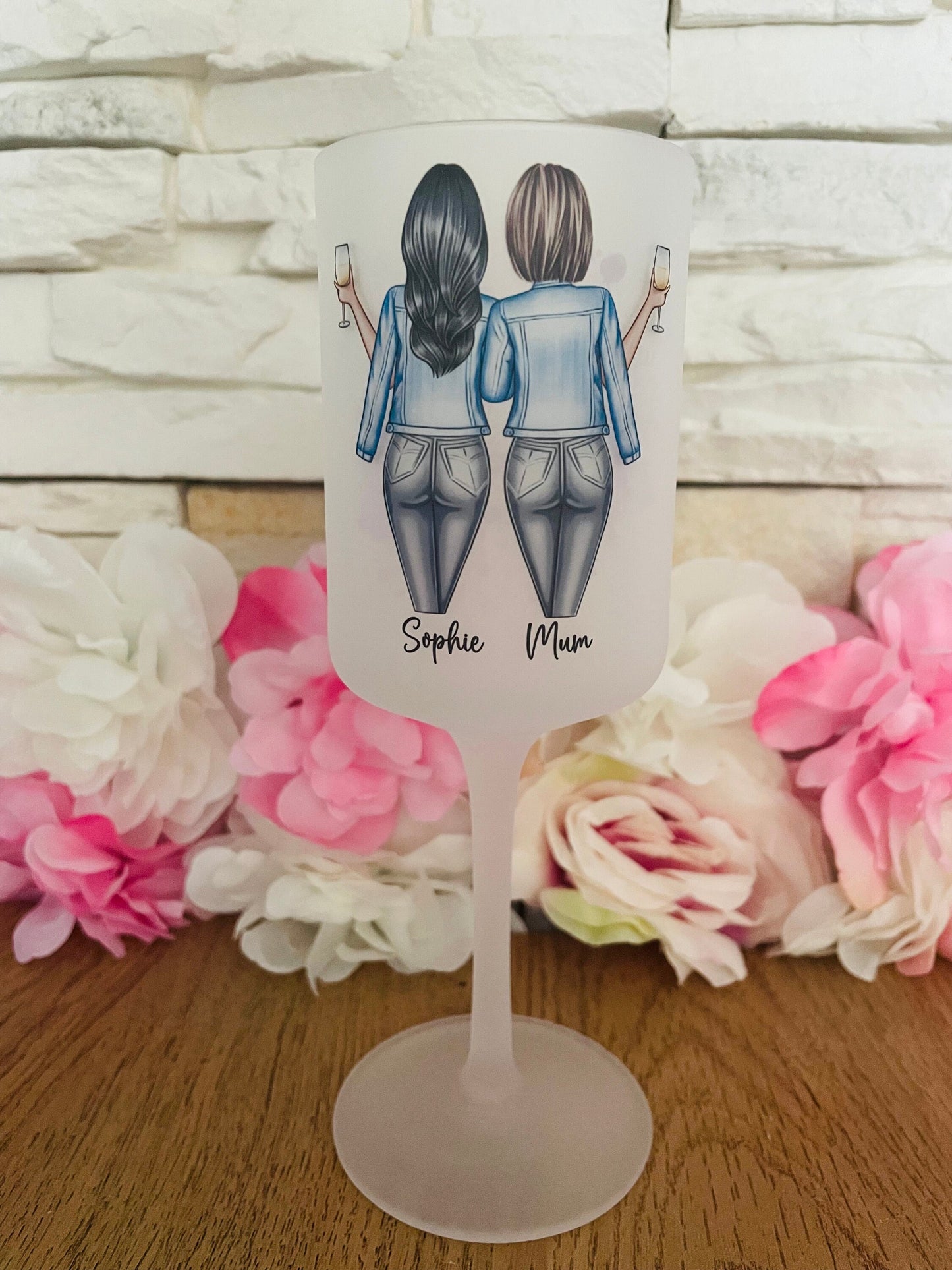 Personalised Mum Daughter Wine Glass