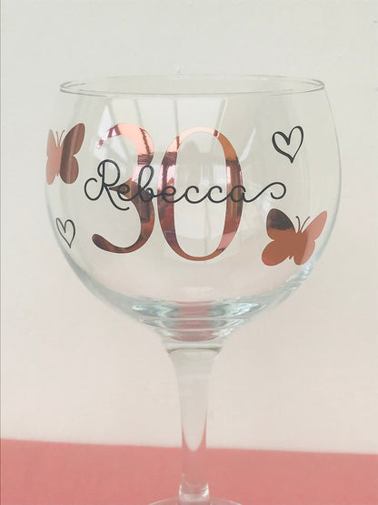 Personalised Birthday Gin Glass