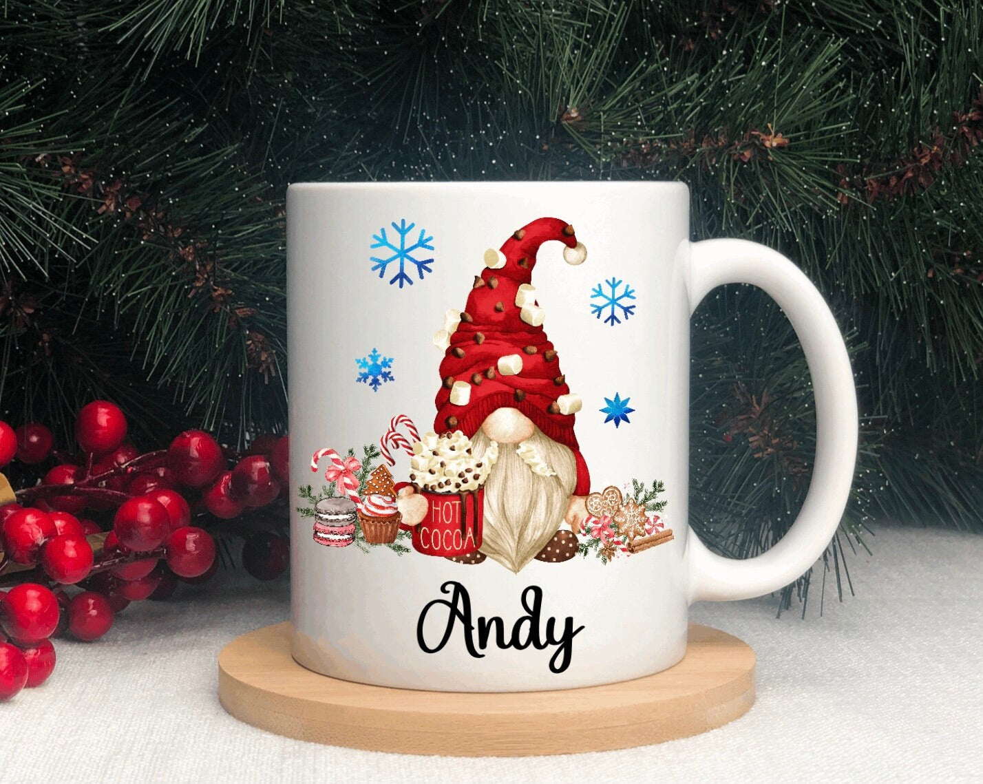 Personalised Christmas gnome mug