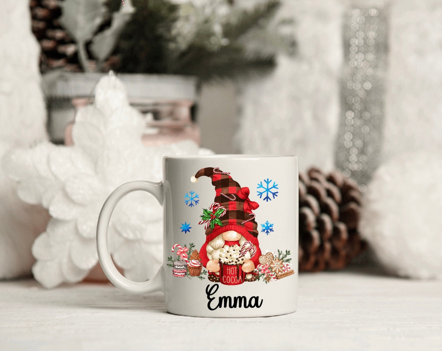 Personalised Christmas gnome mug