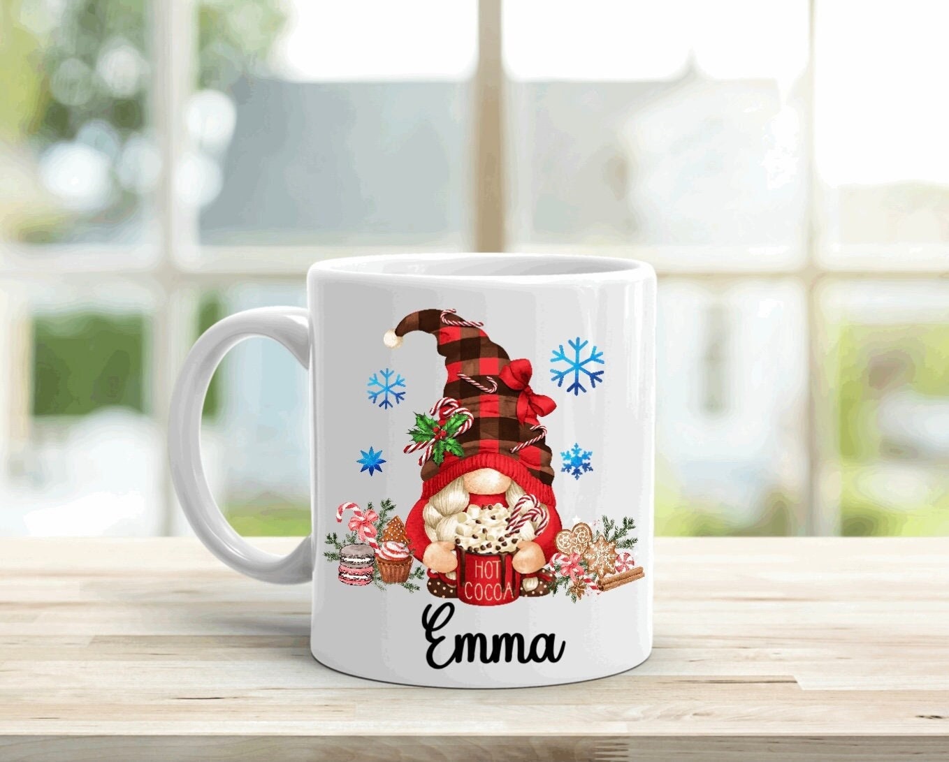 Personalised Christmas gnome mug