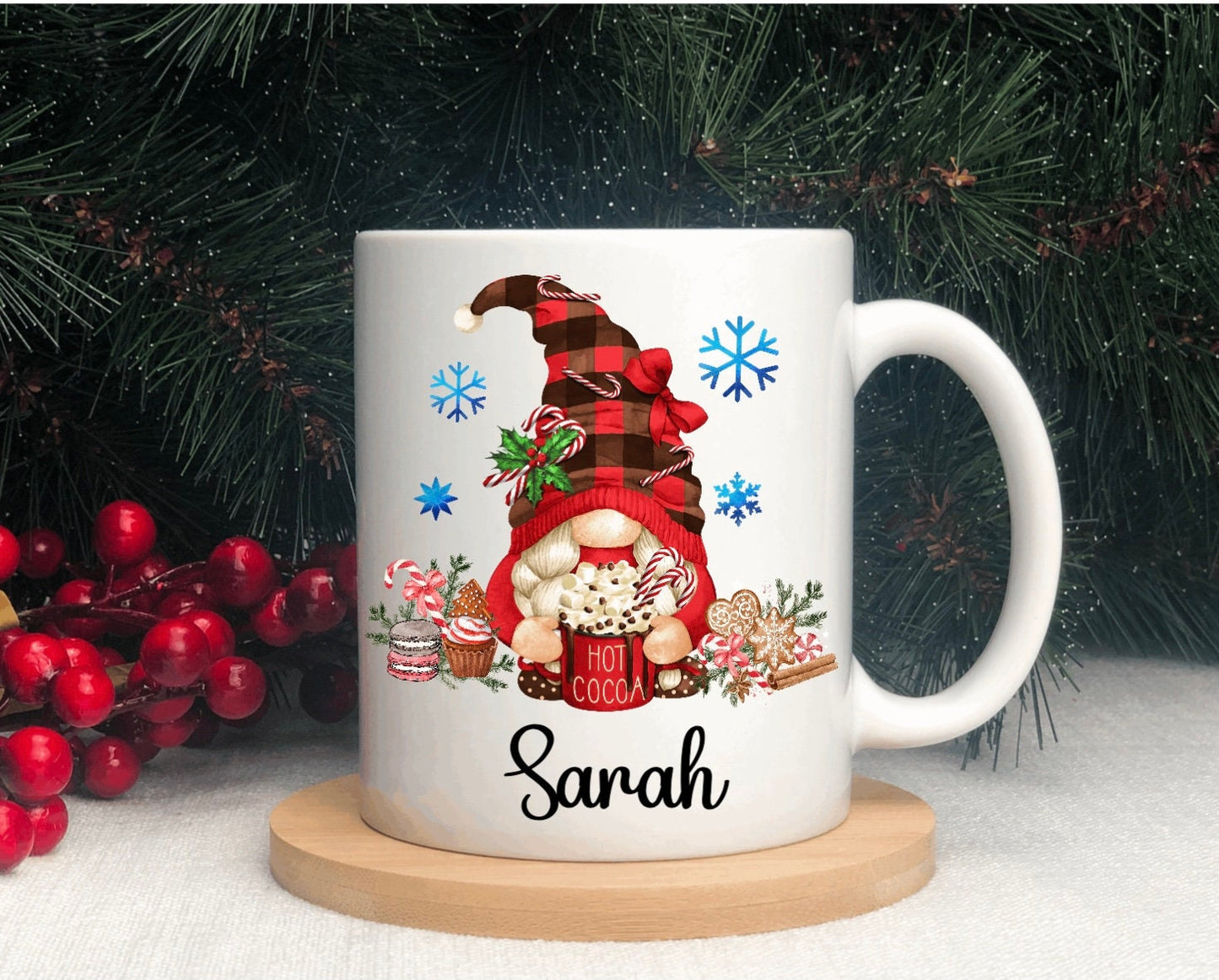 Personalised Christmas gnome mug