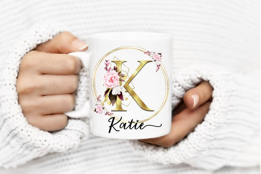 Personalised Golden Initial Name mug