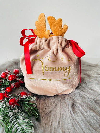 Personalised Christmas  Reindeer Treat Bag