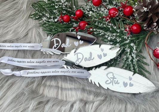 Personalised Christmas Memorial Feather Ornament