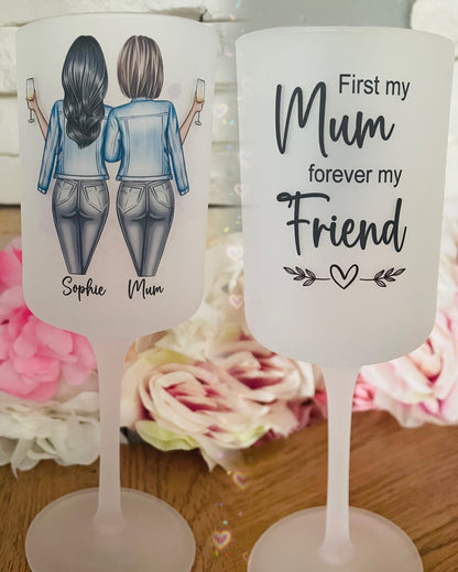 Personalised Mum Daughter Wine Glass