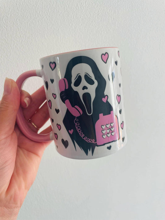 Pink Halloween Ghost face mug